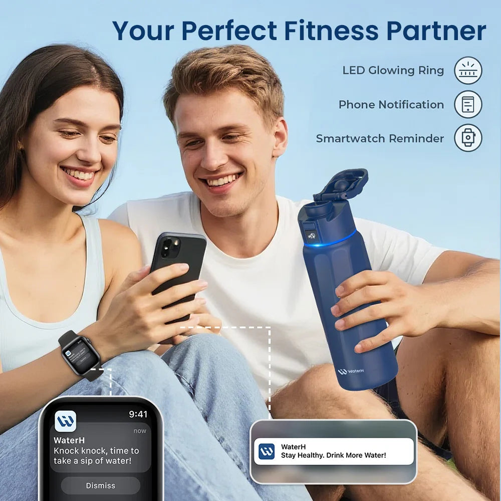 Waterh Boost Smart Water Bottle: 32 Oz Hydration Tracker with APP & Insulation