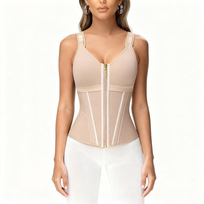 Waist Trainer Corset for Women Tummy Control Sport Workout Body Shaper Vest for Women Gym Zipper and Hooks Tank Tops Shapewear