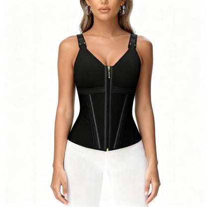 Waist Trainer Corset for Women Tummy Control Sport Workout Body Shaper Vest for Women Gym Zipper and Hooks Tank Tops Shapewear