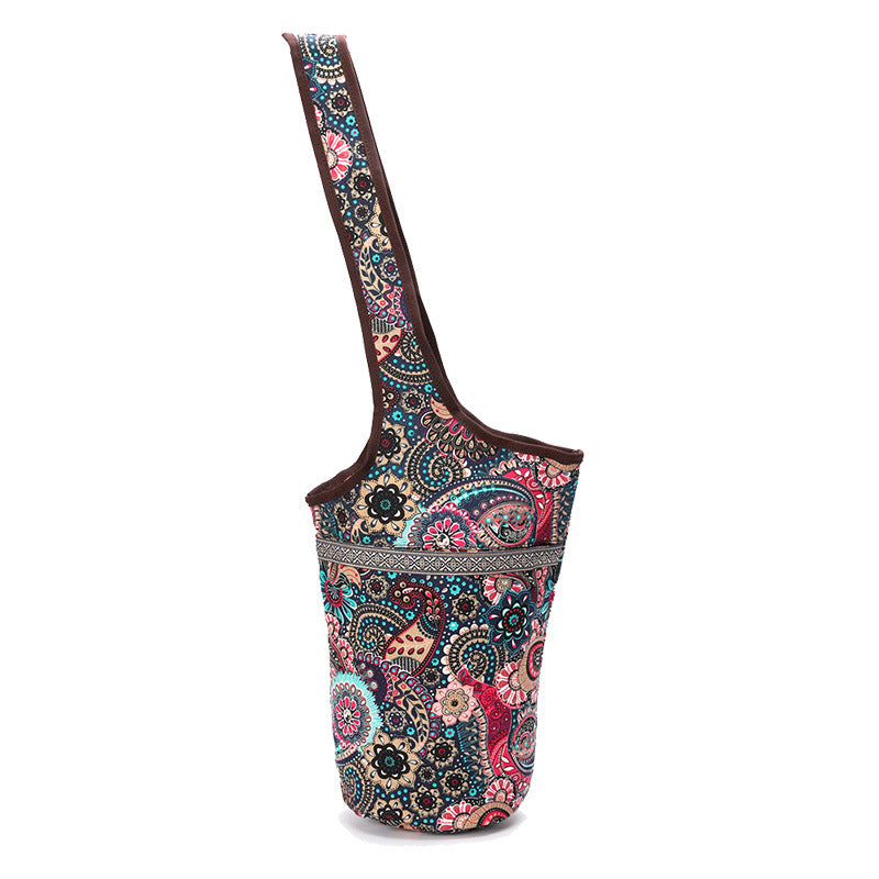 Single Shoulder Yoga Bag Sports Fitness Bag Cashew Flower Ethnic Sail Cloth Bag