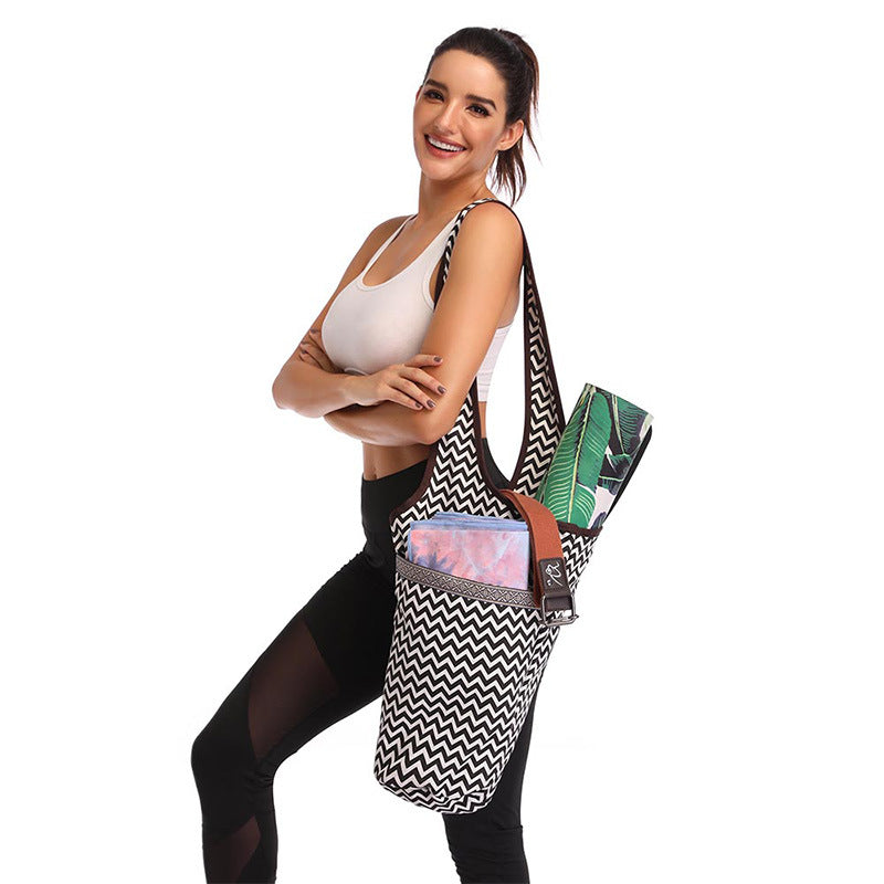 Single Shoulder Yoga Bag Sports Fitness Bag Cashew Flower Ethnic Sail Cloth Bag